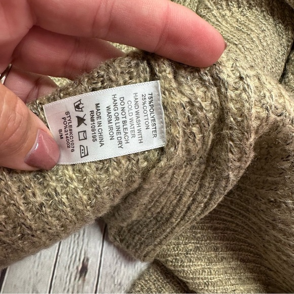 NWT annabelle boutique duster sweater Cardigan open front hooded pockets neutral - Picture 6 of 8